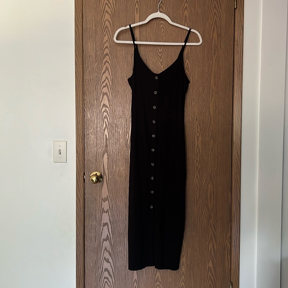 H&M Black Sheath Midi Dress Spaghetti Strap
